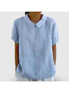 Blue Lumina Vancouver short sleeve round neck top with a plain design, perfect for casual wear and comfortable style.