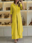 Lumina Wear Vivenne luxury two-piece set in khaki, featuring stylish, coordinated top and bottom for a chic, modern look.