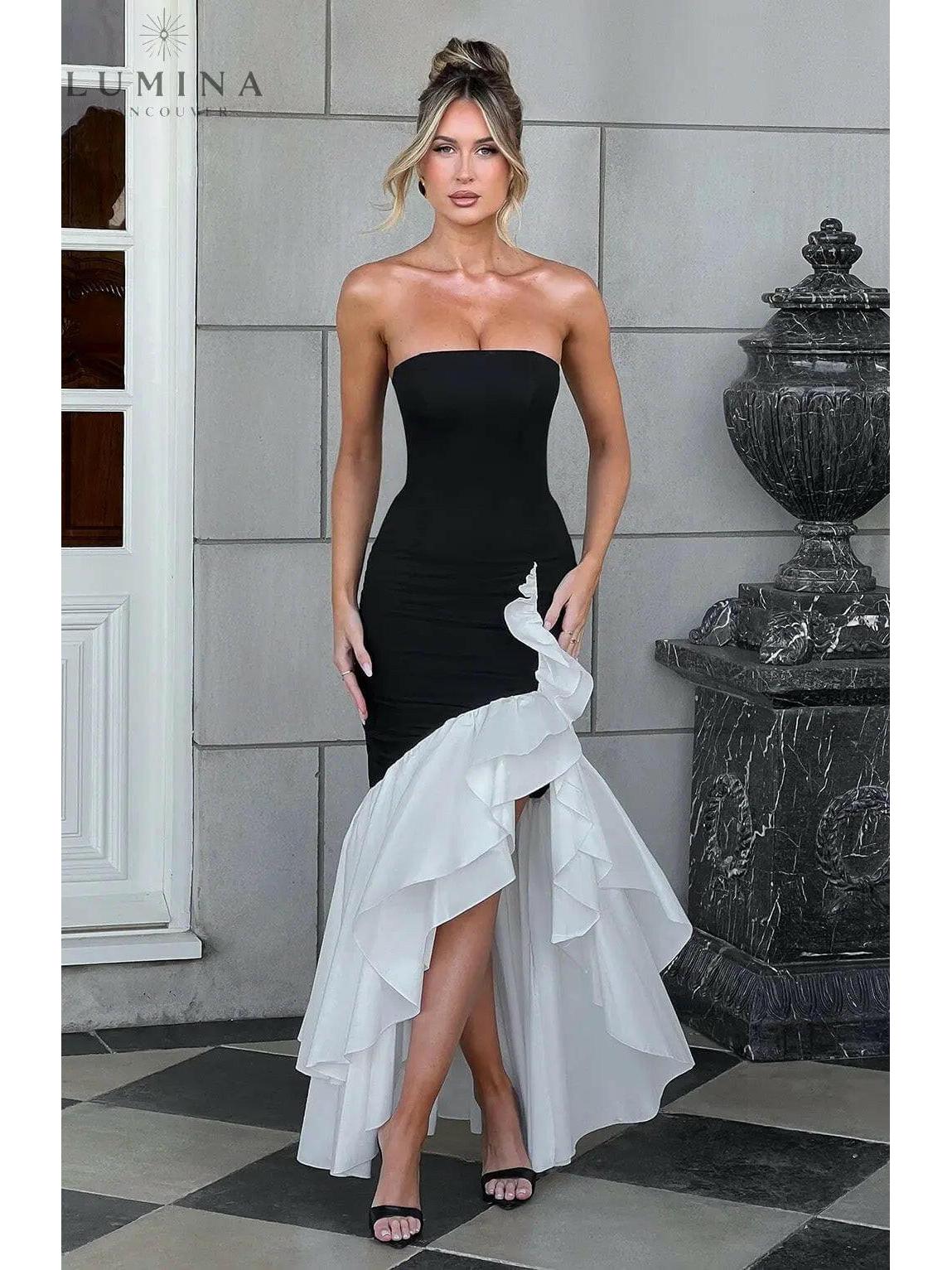 Riviera | Sleeveless Slit Ruffle Maxi Dress - Lumina Vancouver