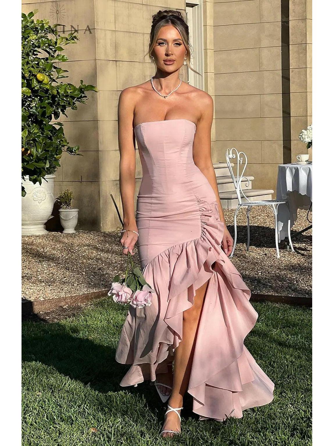 Riviera | Sleeveless Slit Ruffle Maxi Dress - Lumina Vancouver