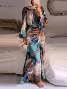 Samarah elegant pleated wedding guest dress by Lumina Vancouver, featuring a flowing silhouette and sophisticated design.