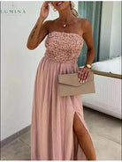 Lumina Vancouver Dorothy one-shoulder flowy maxi dress, white wedding guest dress with elegant draping and lightweight fabric.