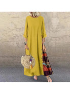 Yellow Lucia casual dress by Lumina Vancouver, featuring a relaxed fit and stylish design, displayed on a mannequin.