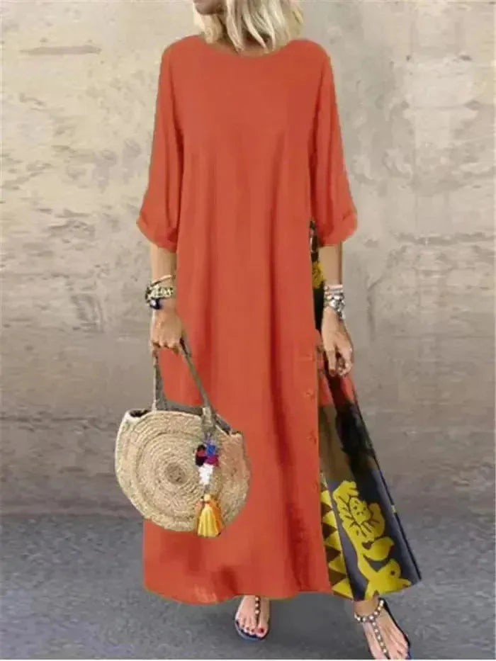 Lumina Vancouver Lucia casual dress in yellow, M size, displayed on a hanger showing lightweight fabric and relaxed fit.