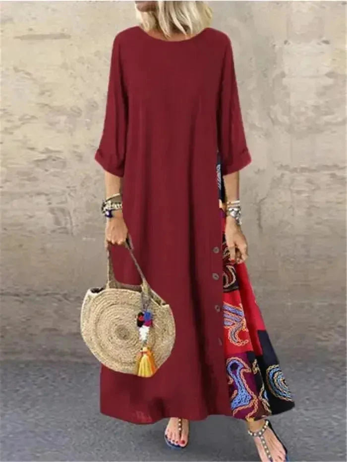 Yellow Lucia casual dress by Lumina Vancouver, front view showing lightweight fabric and relaxed fit in size M.