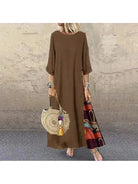 Yellow Lucia casual dress by Lumina Vancouver, front view showing lightweight fabric and relaxed fit for everyday wear.