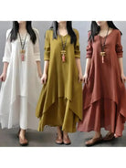 Yellow Alessia linen dress by Lumina Vancouver, lightweight and stylish with a relaxed fit, perfect for warm weather.