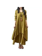 Yellow Alessia linen dress by Lumina Vancouver, lightweight and flowy with a relaxed fit, perfect for casual summer wear.