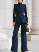 Luna | Navy Blazer Wide Leg Trousers Set - Lumina - Lumina Vancouver