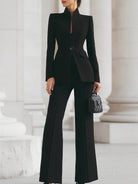 Luna | Navy Blazer Wide Leg Trousers Set - Lumina - Lumina Vancouver