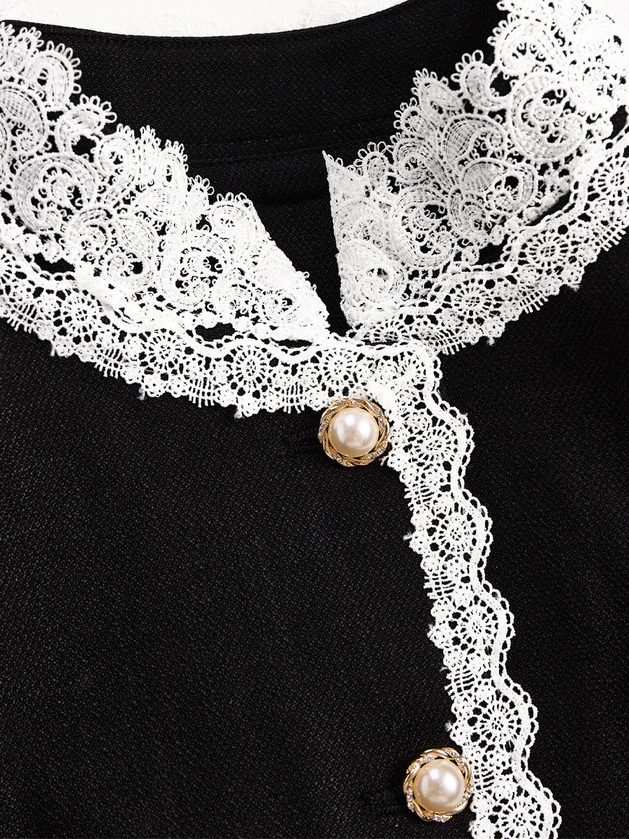 Luna | Pearl Button Blazer Lace Trim - Lumina - Lumina Vancouver