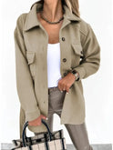 White Lynara stylish autumn jacket by Lumina Wear, shown on a model, featuring a modern design and comfortable fit.