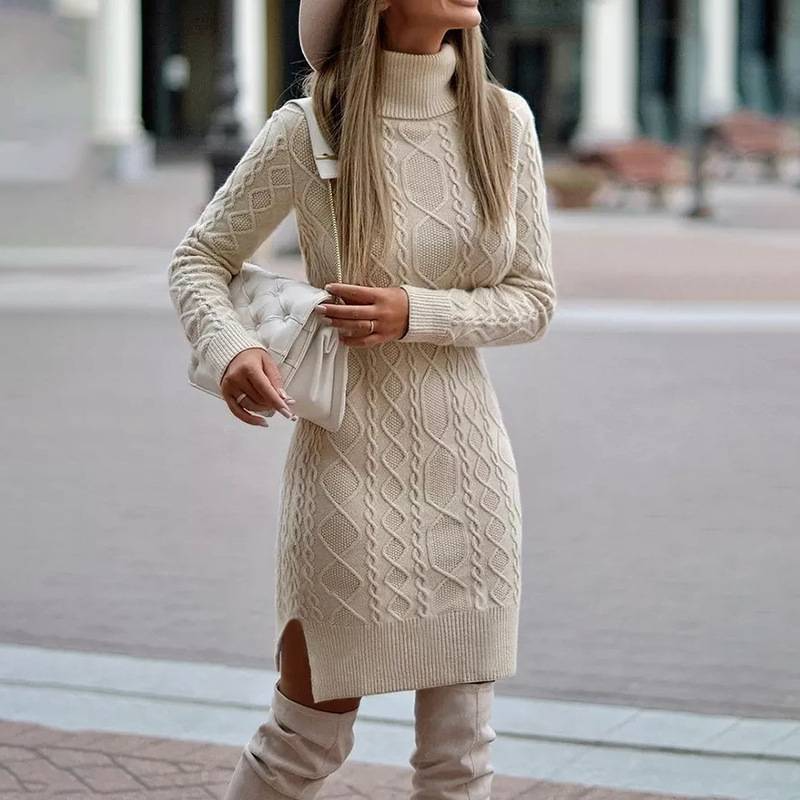 Lyra | Mini Dress Turtleneck Cable Knit - Lumina - Lumina Vancouver
