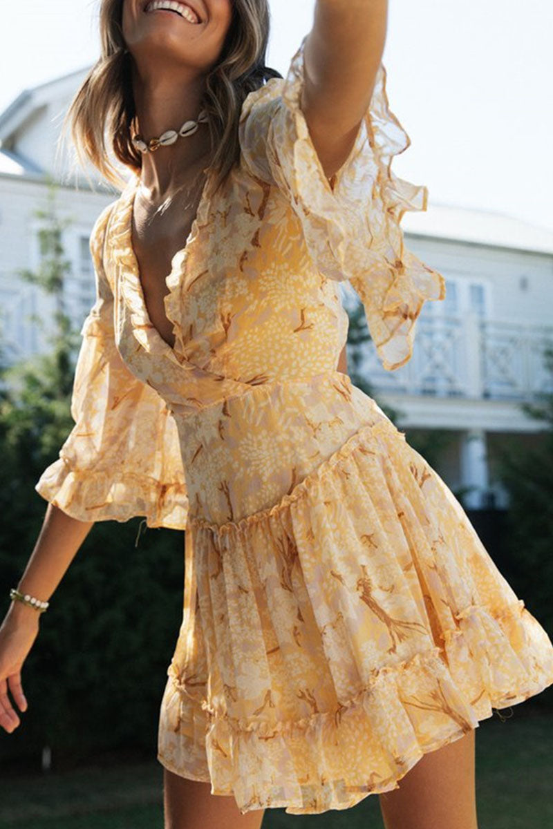 Lyra | V-Neck Dress Floral Print - Lumina - Lumina Vancouver