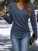 Lumina Wear Madeline women's top with flattering V-neck wrap design, relaxed fit, in green, perfect for stylish everyday wear.