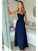 Yellow Maelys lace-up sleeveless maxi dress by Lumina Wear, perfect for wedding guests, featuring a flowing silhouette.