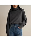 Brown Maeve Luxurious Turtleneck sweater by Lumina Wear, featuring soft knit fabric and a stylish turtleneck design.