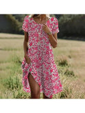 Red Maeve bohemian dress by Lumina Wear featuring flowing fabric and relaxed fit, perfect for casual and summer wear.
