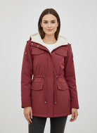 Maisie cozy sherpa-lined parka jacket with adjustable fit by Lumina Wear, black, featuring a warm, comfortable design for cold weather.