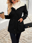 Maisie Lumina Wear cozy sherpa-lined parka jacket with adjustable fit, black color, suitable for cold weather.