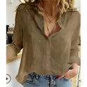 White Makayla blouse by Lumina Wear, airy relaxed fit with effortless style, shown on a model.