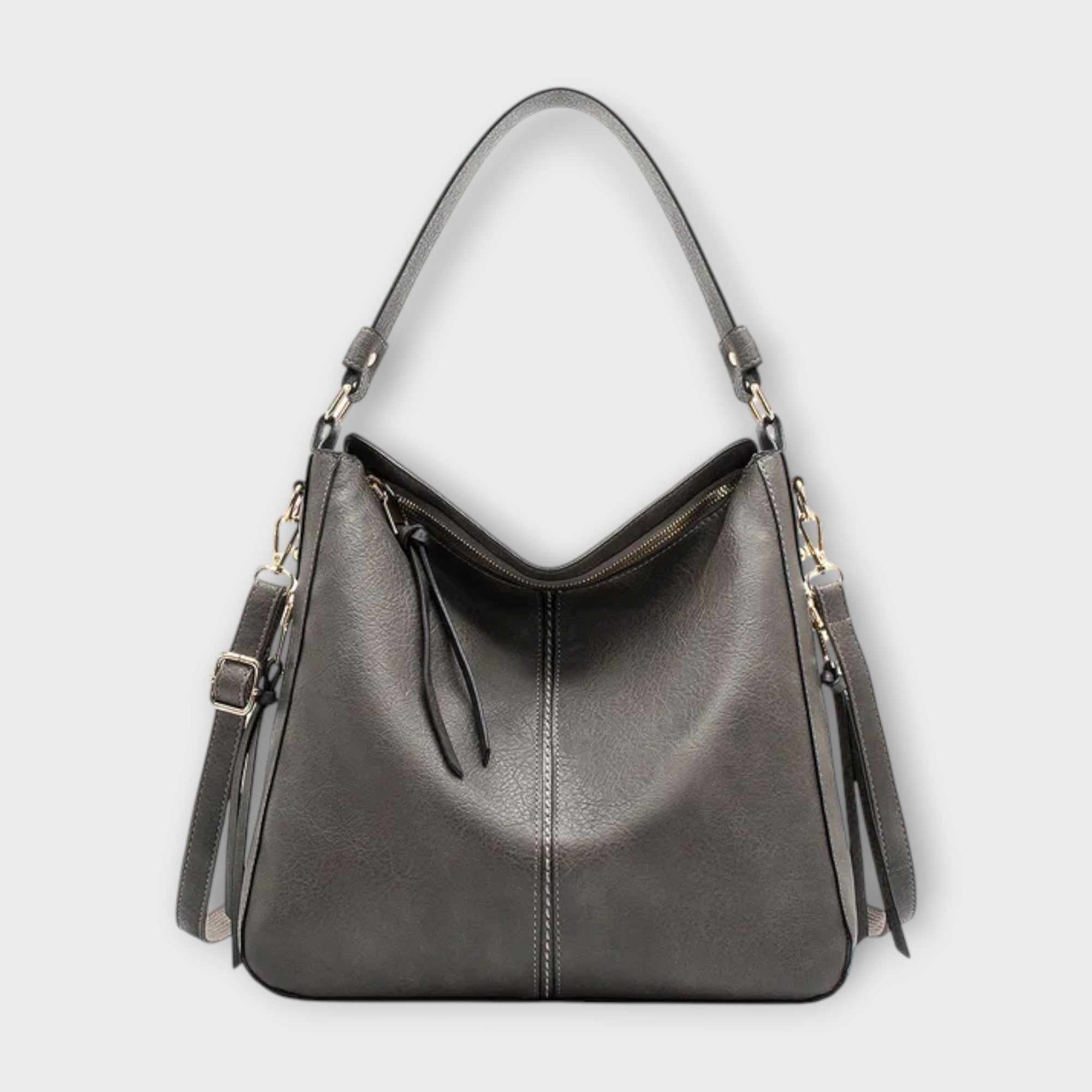 Lumina Wear Margaux black slouchy hobo handbag with versatile straps, soft leather and spacious interior.