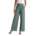 Cream high-waisted wide-leg trousers by Lumina Wear with a chic, relaxed fit, perfect for stylish everyday wear.