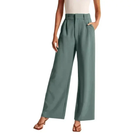 Cream high-waisted wide-leg women's trousers by Lumina Wear featuring a chic, relaxed fit and tailored style.