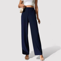 Cream high-waisted wide-leg trousers from Lumina Wear's Marieke collection, stylish women's pants with a relaxed fit.