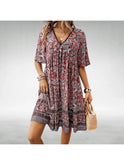 Lumina Wear Marielle boho swing dress in green, flowy and casual, perfect for summer or outdoor events.