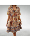 Green Marielle Boho Swing Dress by Lumina Wear, flowing style with relaxed fit, perfect for casual and bohemian looks.