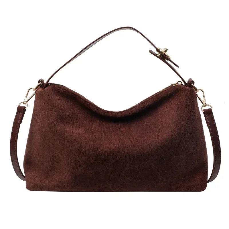 Marielle textured minimalist shoulder bag with curved shape from Lumina Wear, in coffee color, featuring clean lines and modern design.