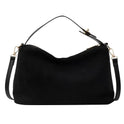 Marielle textured minimalist shoulder bag with curved shape from Lumina Wear, in coffee color, stylish and compact handbag.