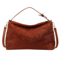 Marielle textured minimalist shoulder bag with curved shape from Lumina Wear, in coffee color, featuring sleek design and subtle detailing.