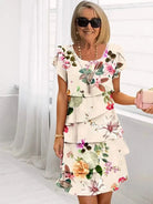Lumina Vancouver MARVELLE™ Bloom Ruffle Dress in white, lightweight fabric with ruffle details, perfect for spring and summer wear.