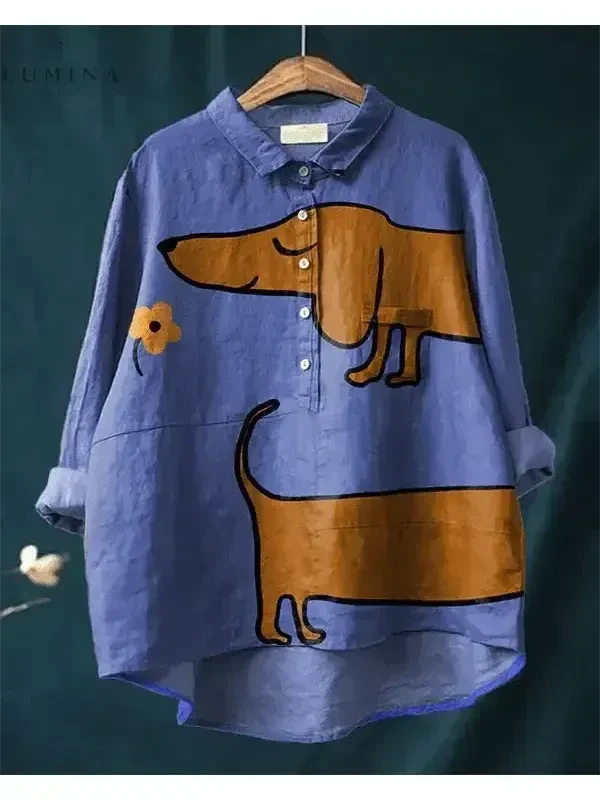 Multicolor Alix Canine Art Tee by Lumina Vancouver featuring vibrant dog illustrations on a casual t-shirt.