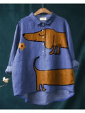 Multicolor Alix Canine Art T-Shirt by Lumina Wear featuring vibrant dog illustrations on a casual tee.