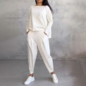 Black Maya lounge set with flowy top and tapered pants from Lumina Wear, designed for comfortable, stylish women’s loungewear.
