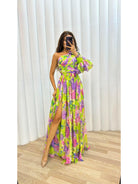 Purple Mckenna flowing wedding guest gown by Lumina Vancouver, elegant and stylish dress with a flowing silhouette.