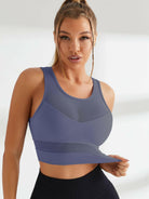 White Mesh Shockproof Glamorise Sports Bra by Lumina Vancouver, supportive athletic bra with breathable mesh fabric.