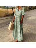 Blue MIA Boho Dress by Lumina Wear, casual flowy dress with bohemian style, displayed on a hanger.