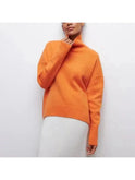 Lumina Wear Mia cozy blue turtleneck sweater, front view showing soft knit fabric and snug fit, perfect for winter wear.