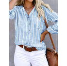 Red striped summer blouse by Lumina Wear, Mia relaxed fit blouse with airy lightweight fabric and casual style.