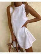Light blue MIAMI™ casual elegant dress by Lumina Vancouver, displayed on a mannequin, perfect for stylish occasions.