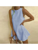 Light blue Miami casual elegant dress by Lumina Wear, featuring a relaxed fit and stylish design, perfect for versatile occasions.