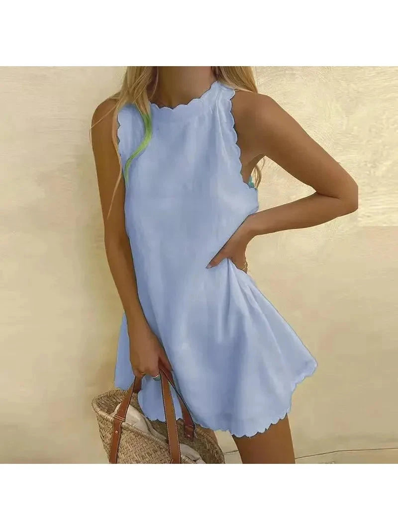 Light blue Miami™ casual elegant dress by Lumina Vancouver, featuring a flowing design, perfect for stylish everyday wear.