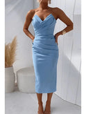 Blue Milly strapless dress by Lumina Wear, featuring a sleek, elegant design perfect for formal occasions.