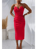 Blue Milly strapless dress by Lumina Wear, elegant sleeveless dress with a fitted bodice and flowing skirt, displayed on a mannequin.