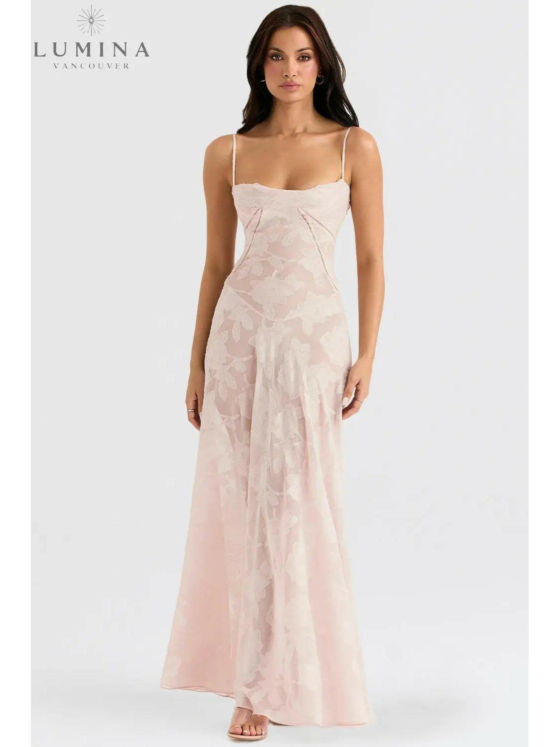 White Mireille Romantic Summer Dress by Lumina Vancouver, perfect for holiday vibes, shown on a size 8-10 model.