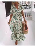 Green Myrtle relaxed summer dress by Lumina Wear, lightweight and casual for warm weather, shown on a model.